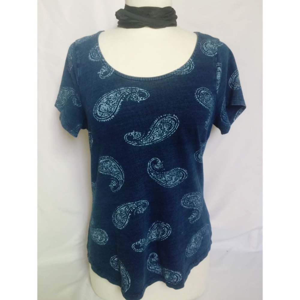 Lucky Brand Blue Paisley Print Tee Short sleeve M